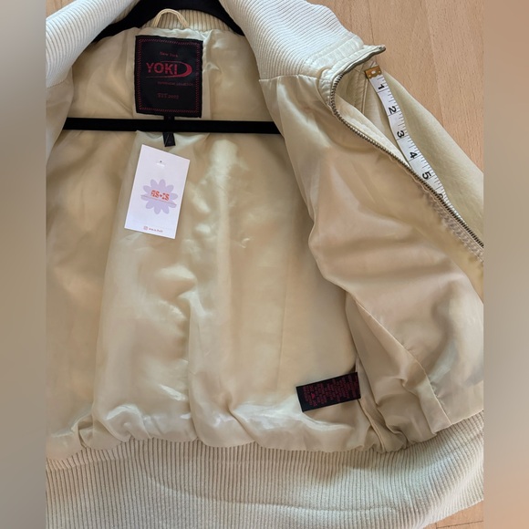 Yoki Butter yellow Y2K bomber leather jacket size medium - Picture 10 of 10